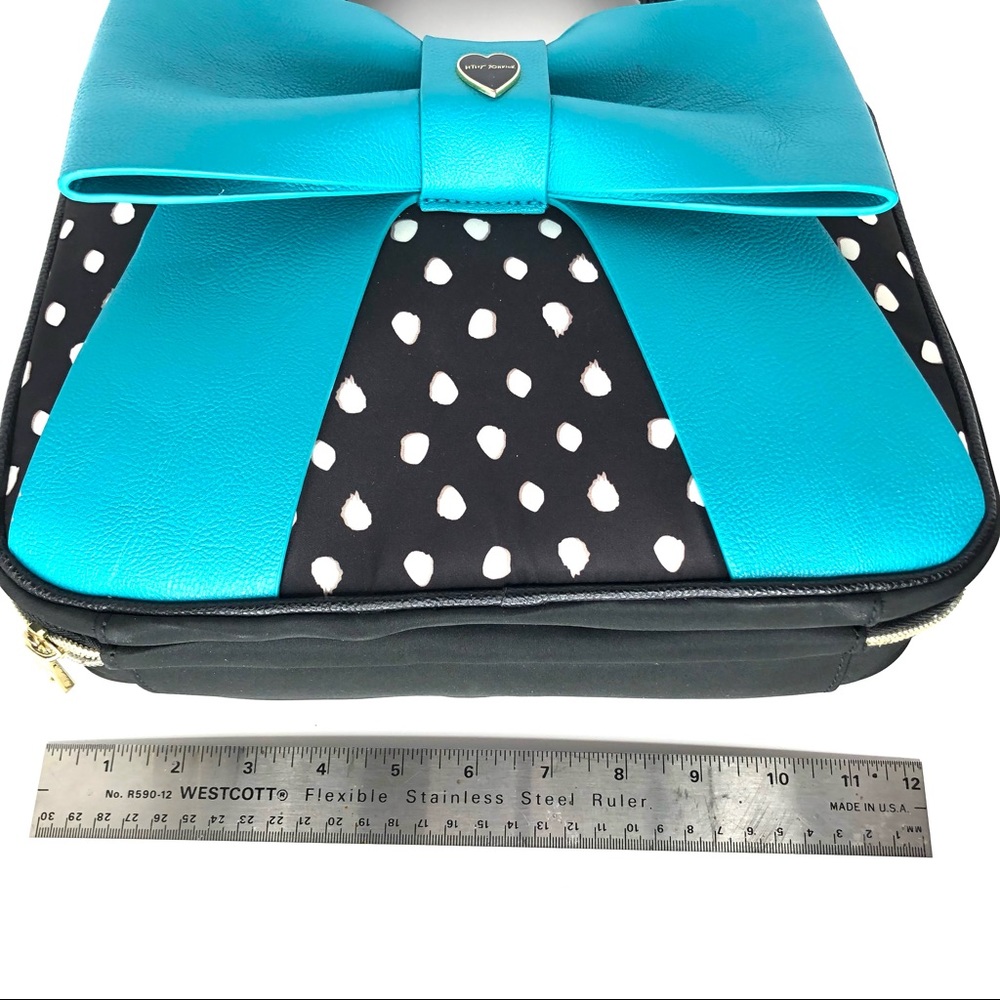 Betsey Johnson Polka Dot Teal Ribbon Bag - Picture 9 of 11